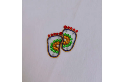 Pair of left and right Krishna Padam rangoli stencils available in  acrylic materials