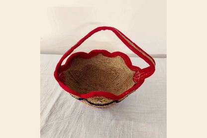 Top view of Vetiver Pooja Basket Butti