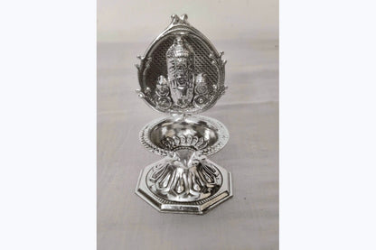 White Metal Balaji Diya Pair