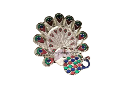 Meenakari Peacock Kumkum Box Sliding Open