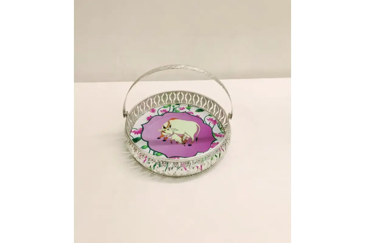 Decorative round container with a lid featuring a cartoon character on a plain background