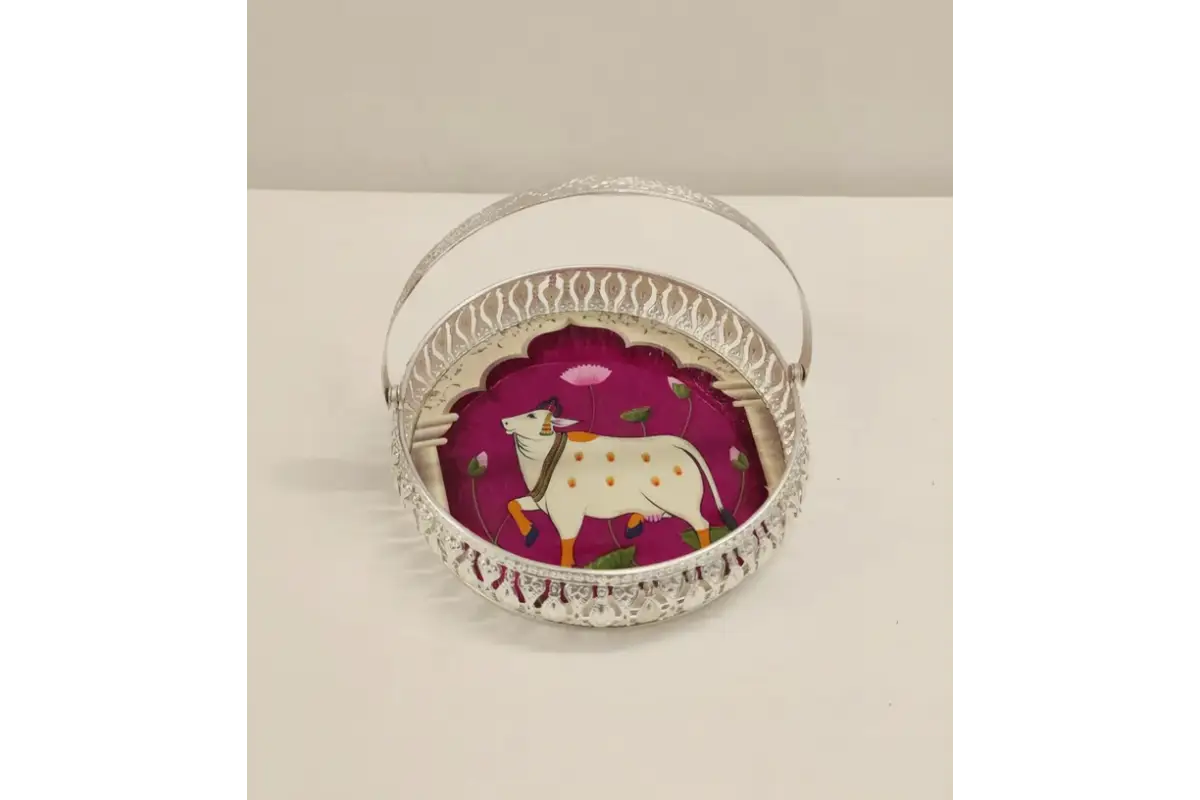 German Silver Decorative Tray With Handle