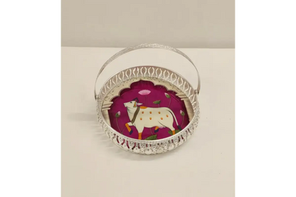 German Silver Decorative Tray With Handle