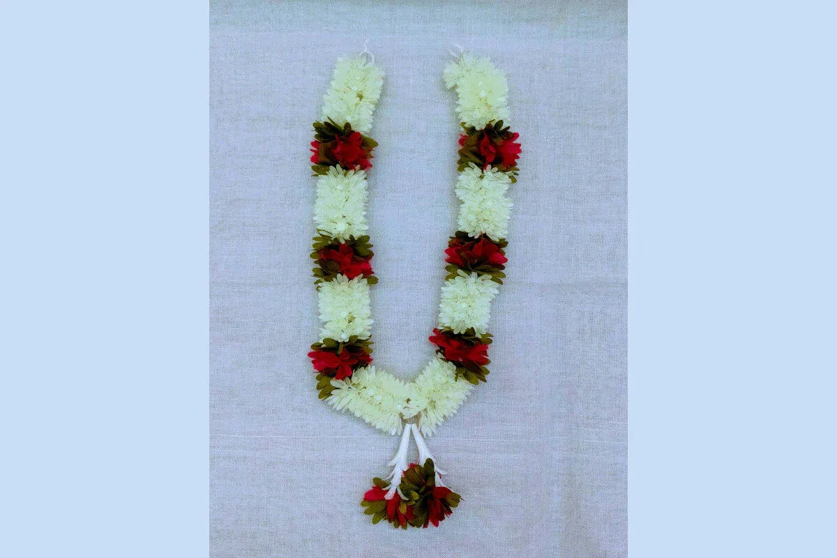 Premium fluffy artificial marigold flower mala garland strings in yellow and orange for pooja decoration