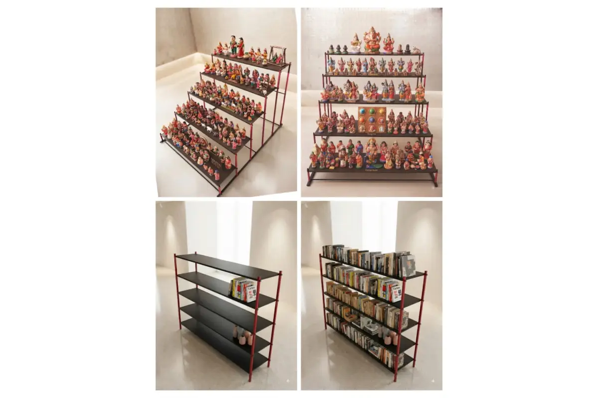 Premium stainless steel 5 step Golu stand for Navaratri Golu Padi display