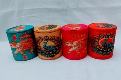 Printed bangle box arranged inside a Tamboolam bag for baby shower return gifts
