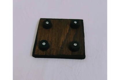 Underside view showing sturdy four-leg support structure of printed wooden pooja patla