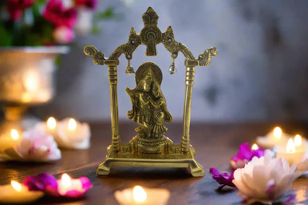 Handcrafted Metal Radha Krishna Murti for Home Mandir – Divine Idol