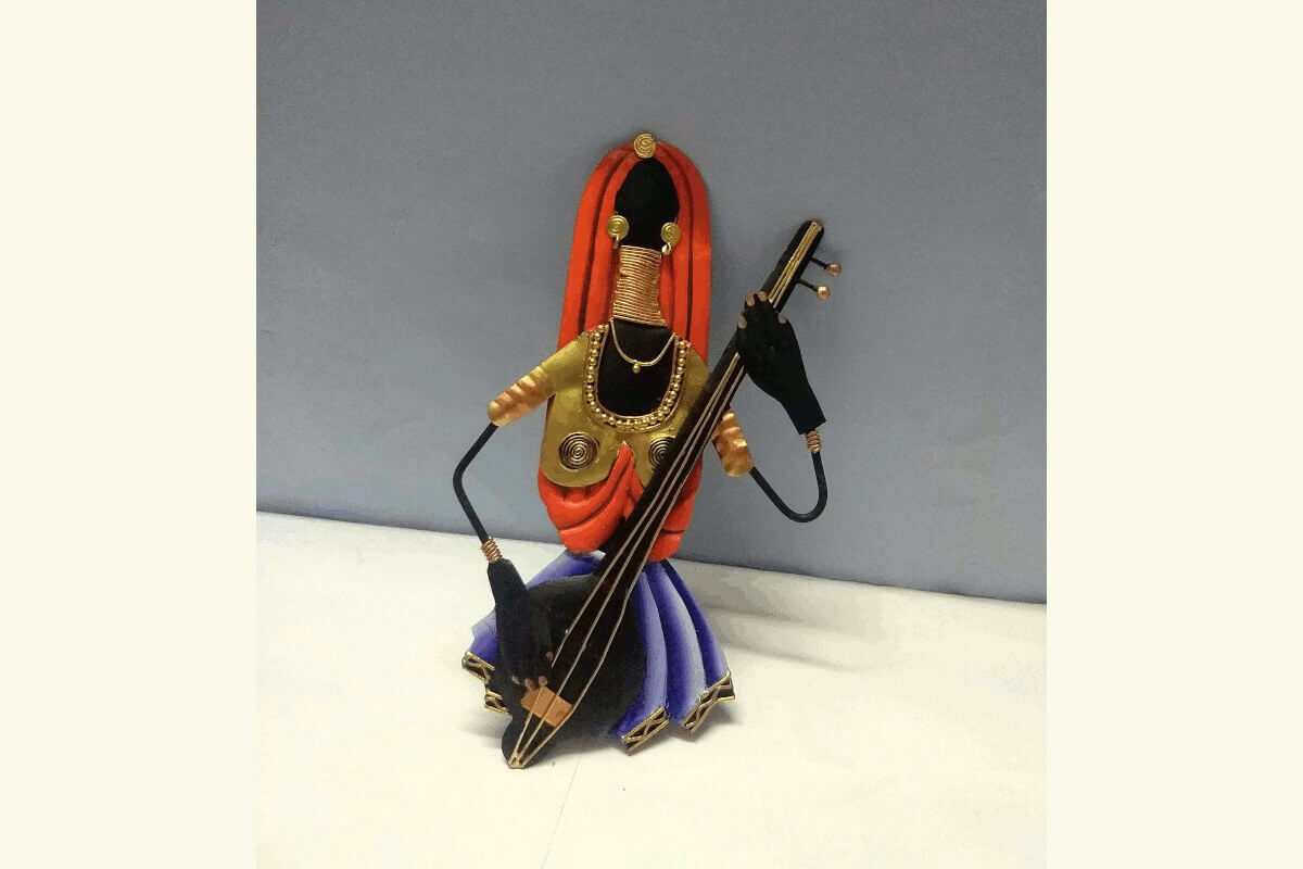 Sitar lady Rajasthani Couple Musical Wall Decor