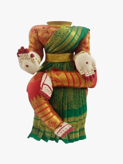A traditional Indian clay figurine of a seated female deity