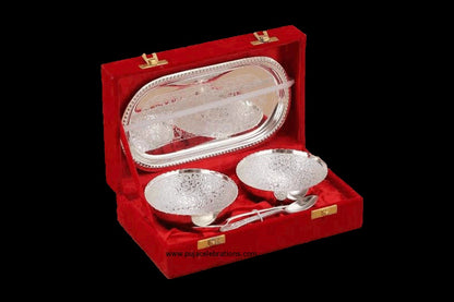 Bowl Gold Silver Tray Set
