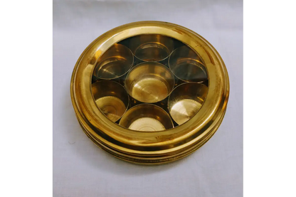 Authentic South Indian brass Anjarai Petti spice container for Grihapravesam return gifts