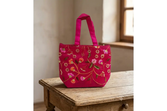 Designer Zari Handbag in gold brocade for wedding return gifts by Puja Celebrations