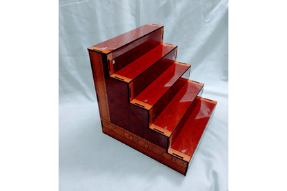 Top angle view of MDF mini Golu stand showing step depth capacity for miniature idols