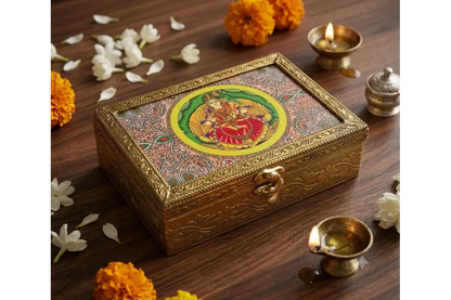 Tanjore print jewelry box for bangles storage and jewell storage  for housewarming gifts - Puja Celebrations