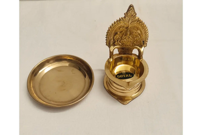 Brass Kamakshi Devi Diya with Plate