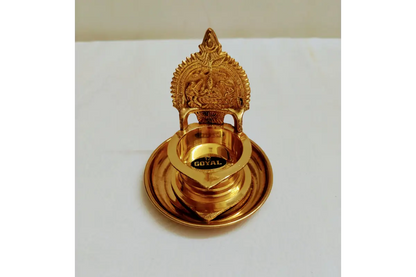 Brass Kamakshi Devi Diya with Plate