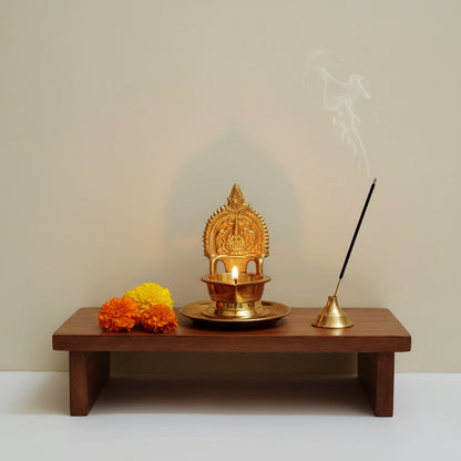 Brass Kamakshi Devi Diya with Plate