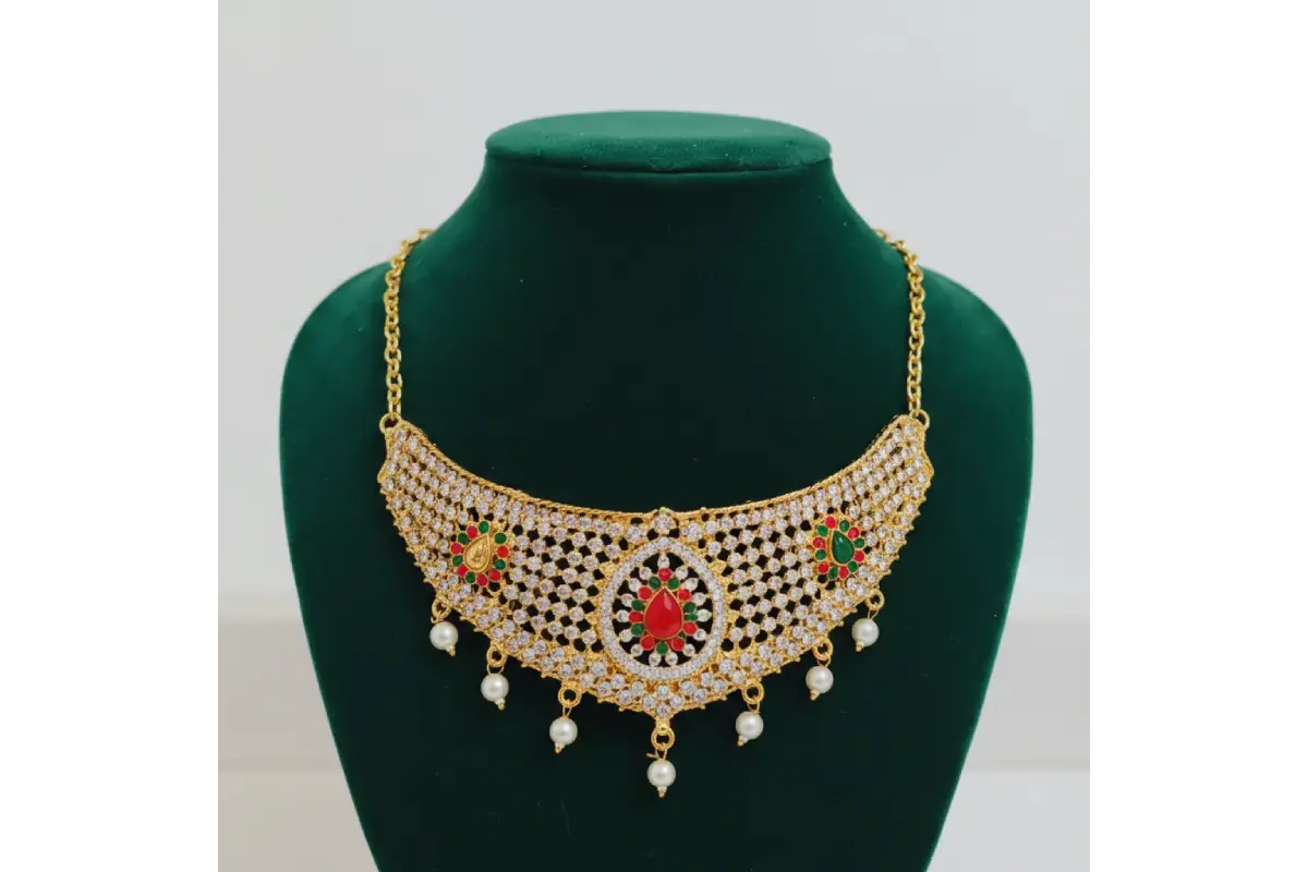 White stonne necklace for amman idol-Puja Celeberations