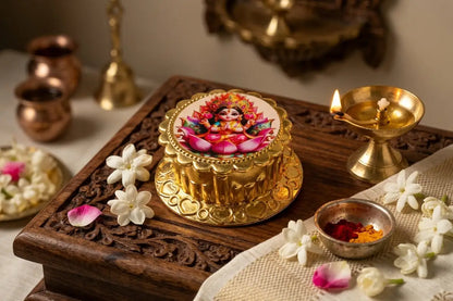 Bulk stock of Lakshmi kumkum boxes packed for wholesale return gift orders at Puja Celebrations