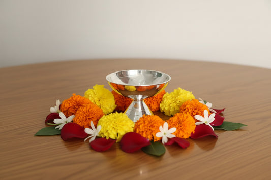 German Silver Nanda Diya - Puja Celebrations