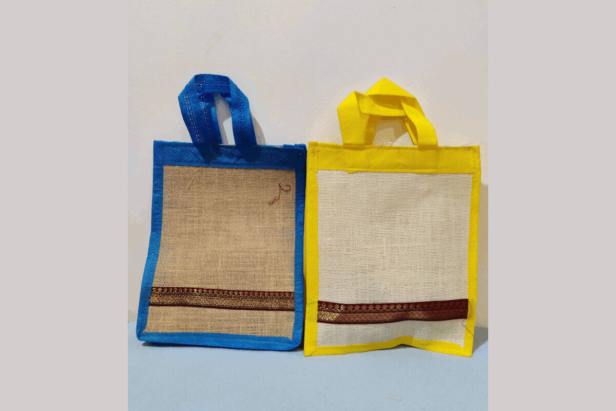 Jute Non-Woven Brocade Line Bag