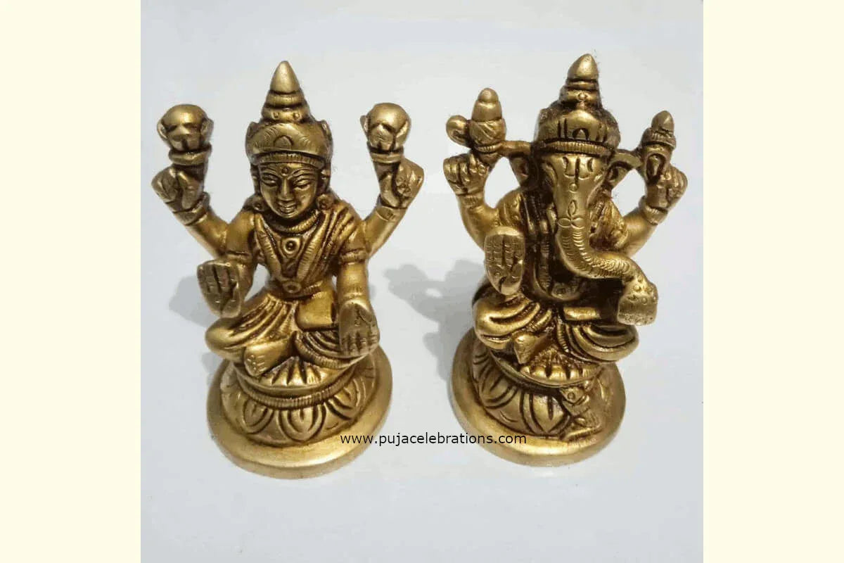 Brass laxmi Ganesh Idol Lakshmi Ganesha murti for Home Decor