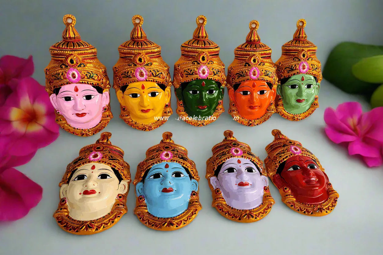 Navadurga Gowri Face Set of 9 - Puja Celebrations