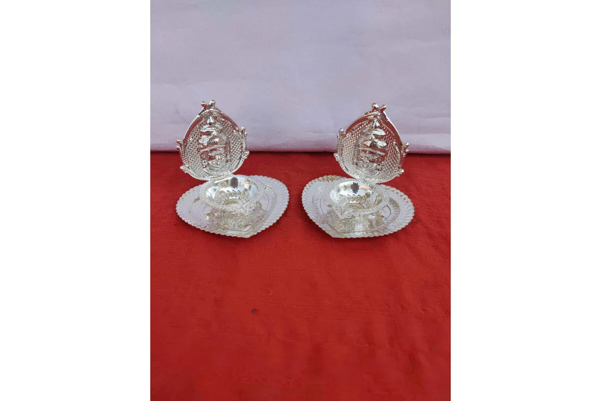 Silver Plated Diya -Diwali festival diya gift set