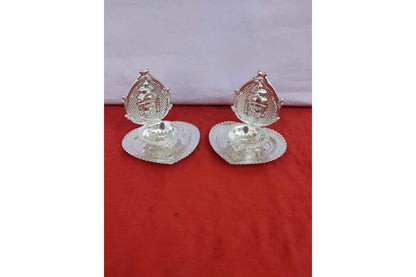 Silver Plated Diya -Diwali festival diya gift set