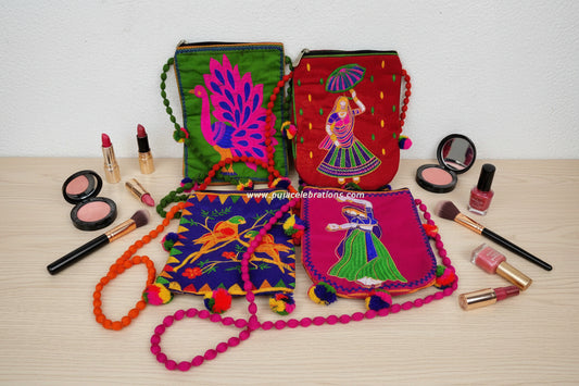 Sling Bag With Embroidery - Puja Celebrations