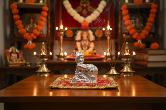 White Metal Vennai Krishna Idol - Puja Celebrations