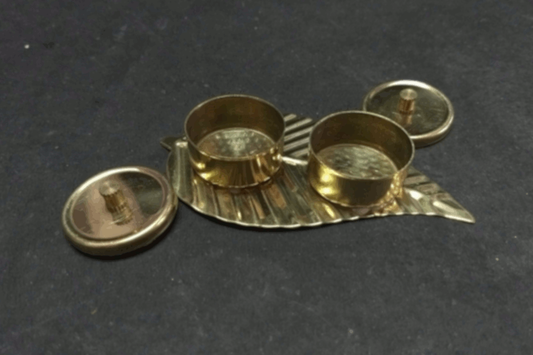 Brass Leaf Double Kumkum Set